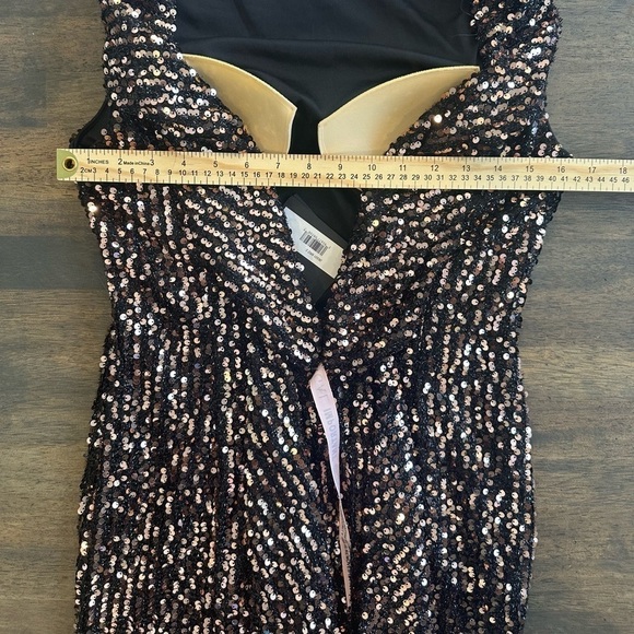 Mac Duggal Cowl Back Boat Neck Sequin Gown - Picture 8 of 8